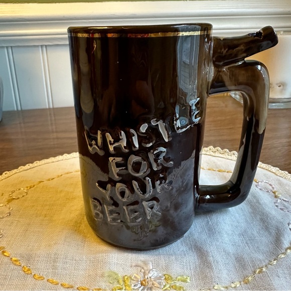Vintage Artmark Mug Whistle For Your Beer Brown Drip Glaze - Japan - Picture 4 of 13